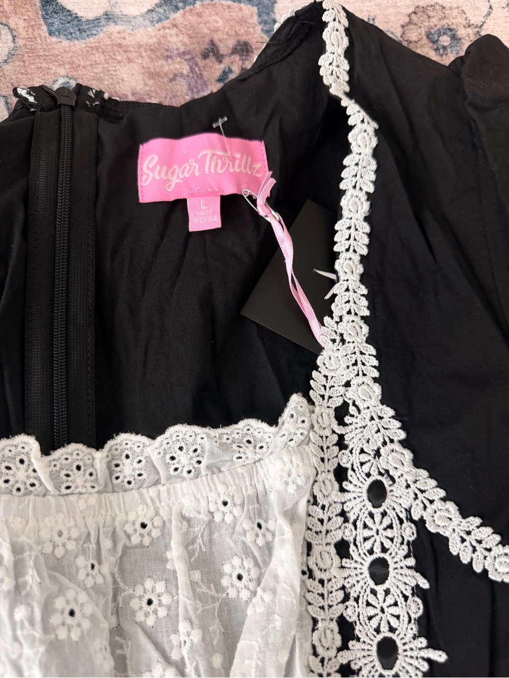 Sugar Thrillz Black and White Lace Tiered Costume Dress - Picture 4 of 5